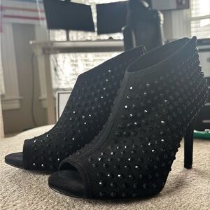 Michael Kors Black Studded Peep-Toe Booties